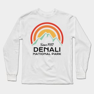 Denali National Park Retro Sticker Long Sleeve T-Shirt